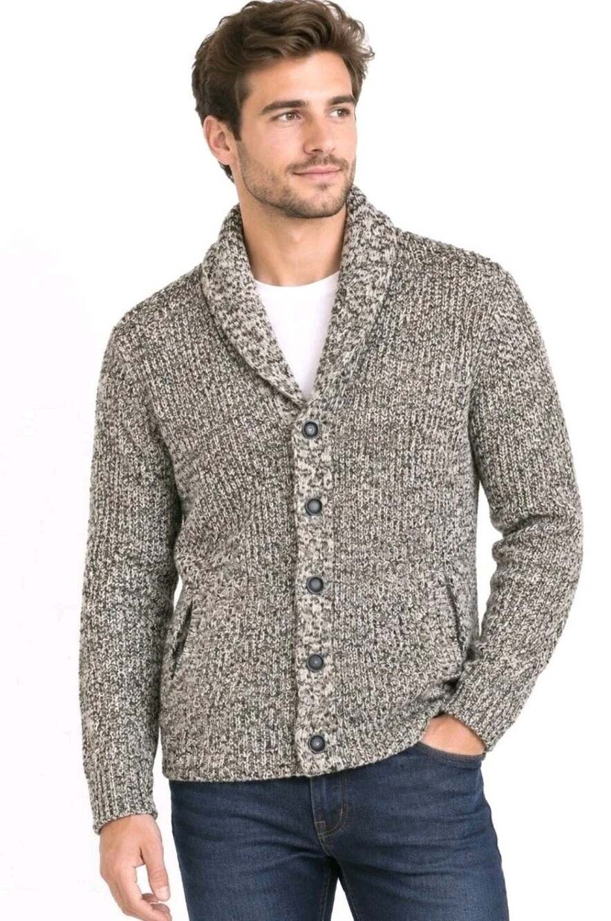 A.M. London ~Men's Size L~ Oatmeal Wool Blend Cardigan Sweatshirt NWT.